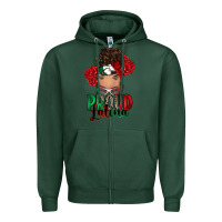 Sports Green Proud Latina messy bun Zipper Hoodie - RanaPortraitStore