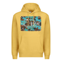 Antique Gold western cowhide and leopard with turquoise background Premium Hoodie - Artiststas
