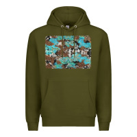 Army Green western cowhide and leopard with turquoise background Premium Hoodie - Artiststas