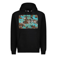 Black western cowhide and leopard with turquoise background Premium Hoodie - Artiststas