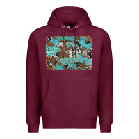 Burgundy western cowhide and leopard with turquoise background Premium Hoodie - Artiststas