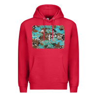 Cardinal western cowhide and leopard with turquoise background Premium Hoodie - Artiststas