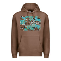 Chestnut western cowhide and leopard with turquoise background Premium Hoodie - Artiststas