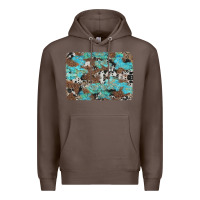 Coffee western cowhide and leopard with turquoise background Premium Hoodie - Artiststas