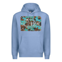 Colony Blue western cowhide and leopard with turquoise background Premium Hoodie - Artiststas