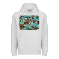 Dove Grey western cowhide and leopard with turquoise background Premium Hoodie - Artiststas