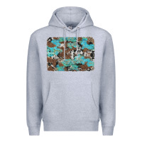 Heather Grey western cowhide and leopard with turquoise background Premium Hoodie - Artiststas