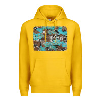 Lemon western cowhide and leopard with turquoise background Premium Hoodie - Artiststas