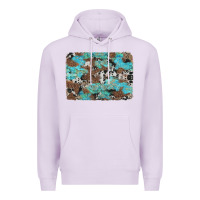 Lilac western cowhide and leopard with turquoise background Premium Hoodie - Artiststas
