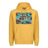 Mustard western cowhide and leopard with turquoise background Premium Hoodie - Artiststas