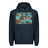Navy western cowhide and leopard with turquoise background Premium Hoodie - Artiststas