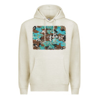 Oatmeal Heather western cowhide and leopard with turquoise background Premium Hoodie - Artiststas
