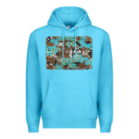 Ocean Blue western cowhide and leopard with turquoise background Premium Hoodie - Artiststas