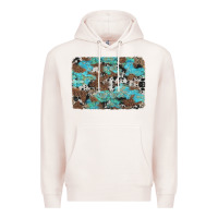 Pale Pink western cowhide and leopard with turquoise background Premium Hoodie - Artiststas