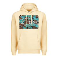 Pina Colada western cowhide and leopard with turquoise background Premium Hoodie - Artiststas