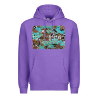 Purple western cowhide and leopard with turquoise background Premium Hoodie - Artiststas