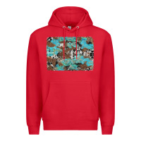 Red western cowhide and leopard with turquoise background Premium Hoodie - Artiststas