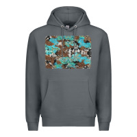 Rock western cowhide and leopard with turquoise background Premium Hoodie - Artiststas