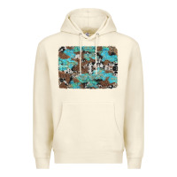 Sandshell western cowhide and leopard with turquoise background Premium Hoodie - Artiststas