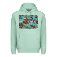 Seafoam western cowhide and leopard with turquoise background Premium Hoodie - Artiststas