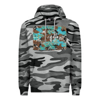 Slate Camo western cowhide and leopard with turquoise background Premium Hoodie - Artiststas