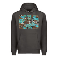 Smoke western cowhide and leopard with turquoise background Premium Hoodie - Artiststas