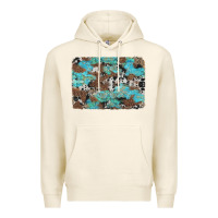 Tofu western cowhide and leopard with turquoise background Premium Hoodie - Artiststas