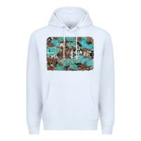 White western cowhide and leopard with turquoise background Premium Hoodie - Artiststas