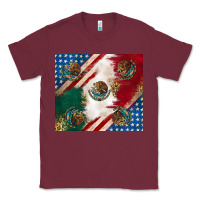 Burgundy American with mexican flag Classic Tee - RanaPortraitStore