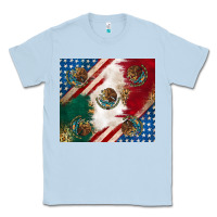 Dusty Blue American with mexican flag Classic Tee - RanaPortraitStore