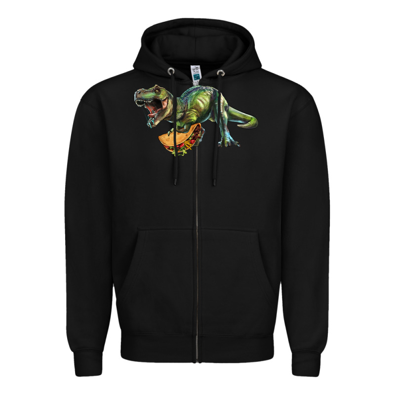 T-rex Dinosaur Holding A Taco Zipper Hoodie by RanaPortraitStore | Teevron