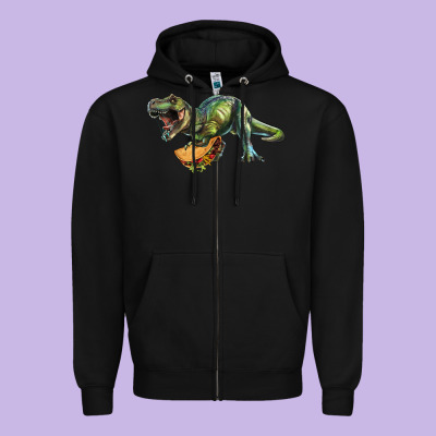 Zipper Hoodie T-Rex dinosaur holding a taco