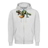 Dove Grey T-Rex dinosaur holding a taco Zipper Hoodie - RanaPortraitStore