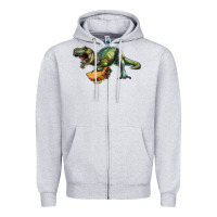 Heather Grey T-Rex dinosaur holding a taco Zipper Hoodie - RanaPortraitStore