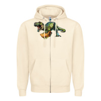 Sandshell T-Rex dinosaur holding a taco Zipper Hoodie - RanaPortraitStore