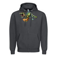 Smoke T-Rex dinosaur holding a taco Zipper Hoodie - RanaPortraitStore