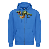 True Royal T-Rex dinosaur holding a taco Zipper Hoodie - RanaPortraitStore