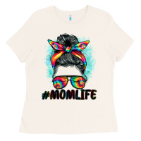 Bone tie dye momlife messy bun Ladies Tee - BarkalooDesign