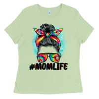Matcha tie dye momlife messy bun Ladies Tee - BarkalooDesign