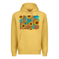 Antique Gold sunflower turquoise and  leather background Premium Hoodie - Artiststas