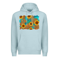 Blue Mist sunflower turquoise and  leather background Premium Hoodie - Artiststas