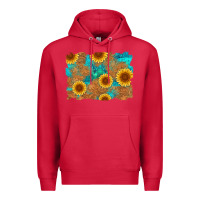 Cardinal sunflower turquoise and  leather background Premium Hoodie - Artiststas