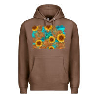 Chestnut sunflower turquoise and  leather background Premium Hoodie - Artiststas