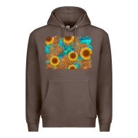 Coffee sunflower turquoise and  leather background Premium Hoodie - Artiststas