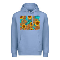 Colony Blue sunflower turquoise and  leather background Premium Hoodie - Artiststas