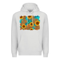 Dove Grey sunflower turquoise and  leather background Premium Hoodie - Artiststas