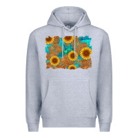 Heather Grey sunflower turquoise and  leather background Premium Hoodie - Artiststas