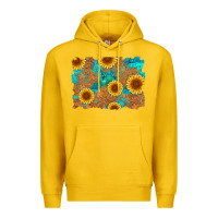 Lemon sunflower turquoise and  leather background Premium Hoodie - Artiststas