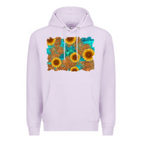 Lilac sunflower turquoise and  leather background Premium Hoodie - Artiststas