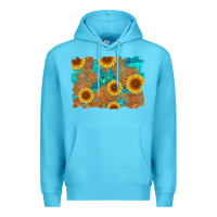 Ocean Blue sunflower turquoise and  leather background Premium Hoodie - Artiststas